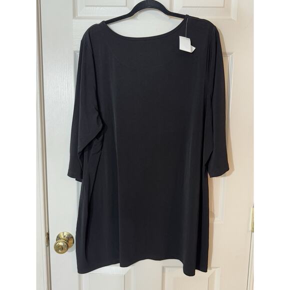 Belle by Kim Gravel Womens Hi-Low Tunic 2X Black Keyhole Trim Classic Statement - Picture 2 of 14